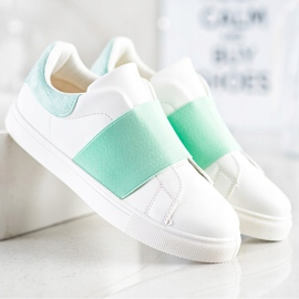 SHELOVET Scarpe slip-on con elastico bianco verde 1