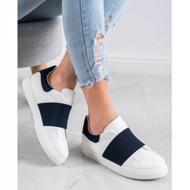 SHELOVET Scarpe slip-on con elastico bianco blu navy 2