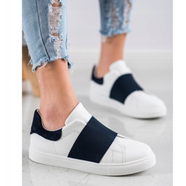SHELOVET Scarpe slip-on con elastico bianco blu navy 1