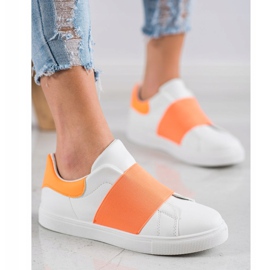 SHELOVET Scarpe slip-on con elastico bianco arancia 2