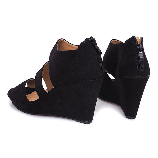 Sandali con zeppa Espadrillas J-13 Nero 1