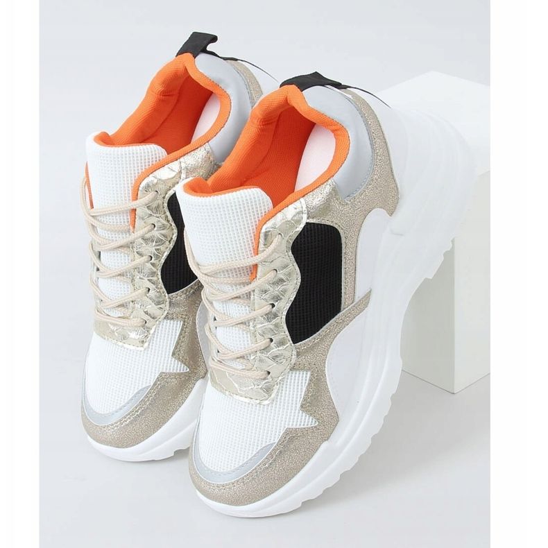 Scarpe sportive con zeppa bianca e oro 3171 Gold d'oro 1