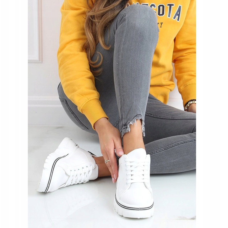 Sneakers suola alta bianca NB382P White 2