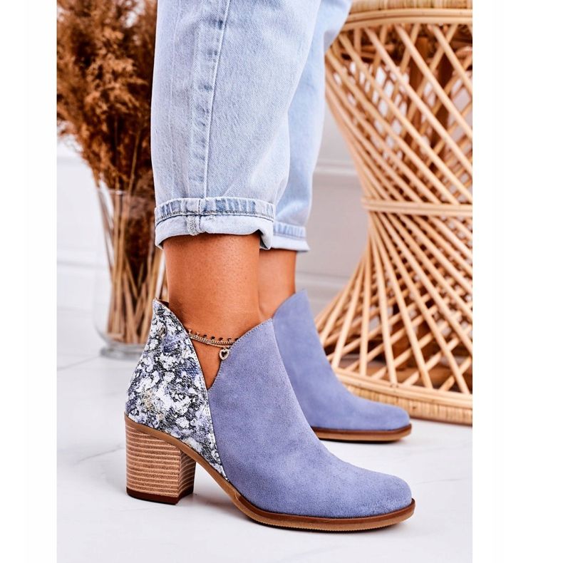Stivali da donna in pelle con tacco alto Maciejka Light Blue 04492 1