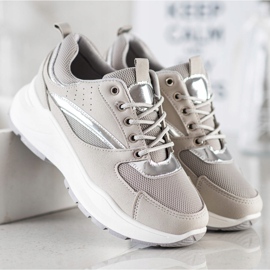 Ideal Shoes Sneakers sportive alla moda beige grigio 2