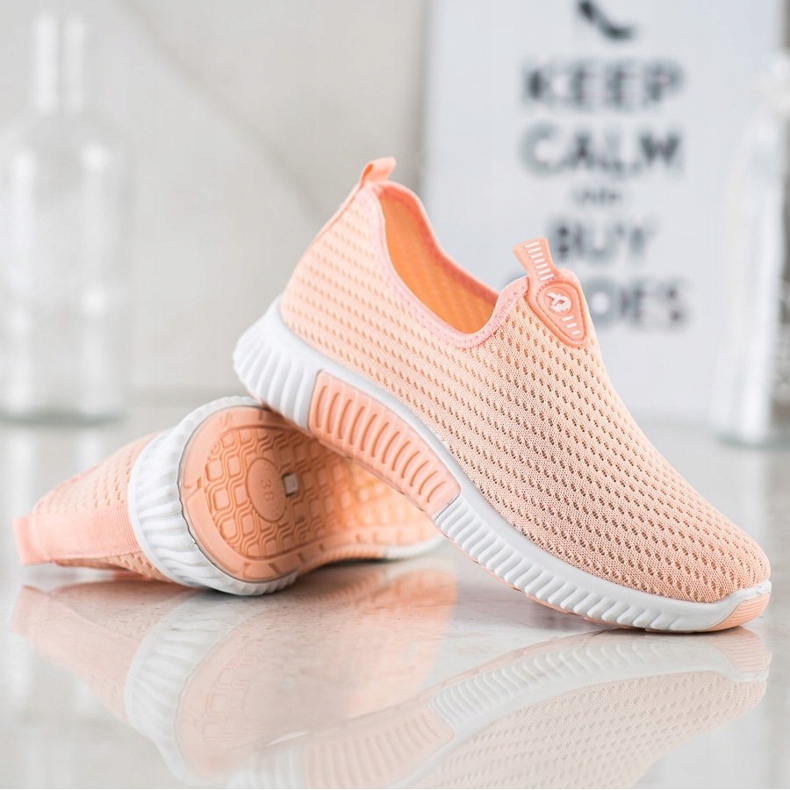 SHELOVET Comode scarpe da ginnastica in tessuto arancia 1