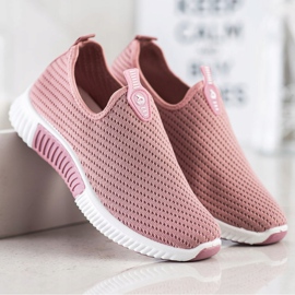 SHELOVET Comode scarpe da ginnastica in tessuto rosa 1