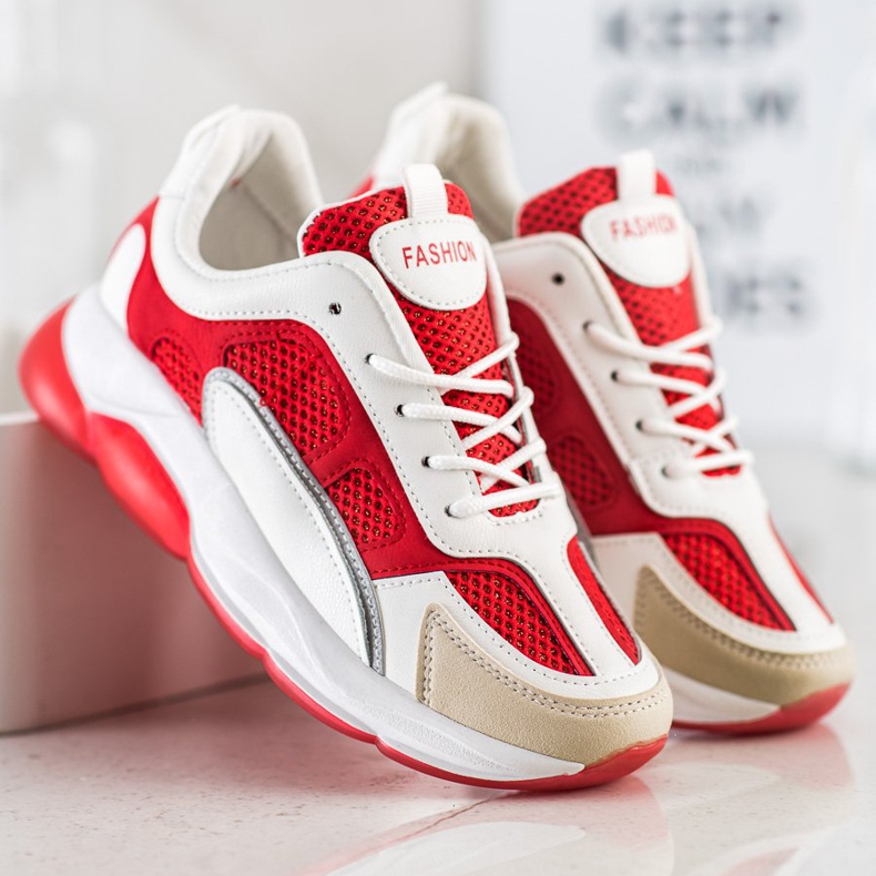 Via Giulia  Sneakers Con Glitter Moda beige bianca rosso 2