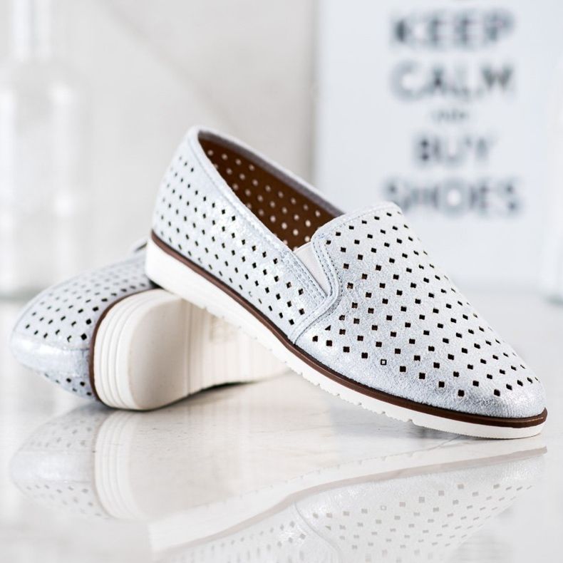 Kylie Slipon traforati lucidi d'argento 2