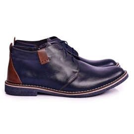 Gejms Stivali caldi in pelle Ferens da uomo blu navy marrone 1