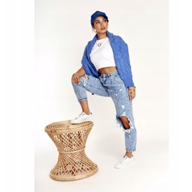 Sneakers da donna in pelle Big Star BB274211 bianche e blu navy bianco 2