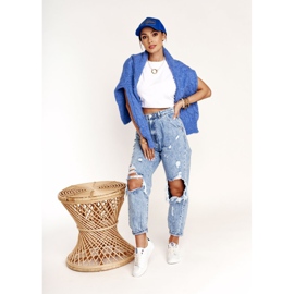 Sneakers da donna in pelle Big Star BB274211 bianche e blu navy bianco 1