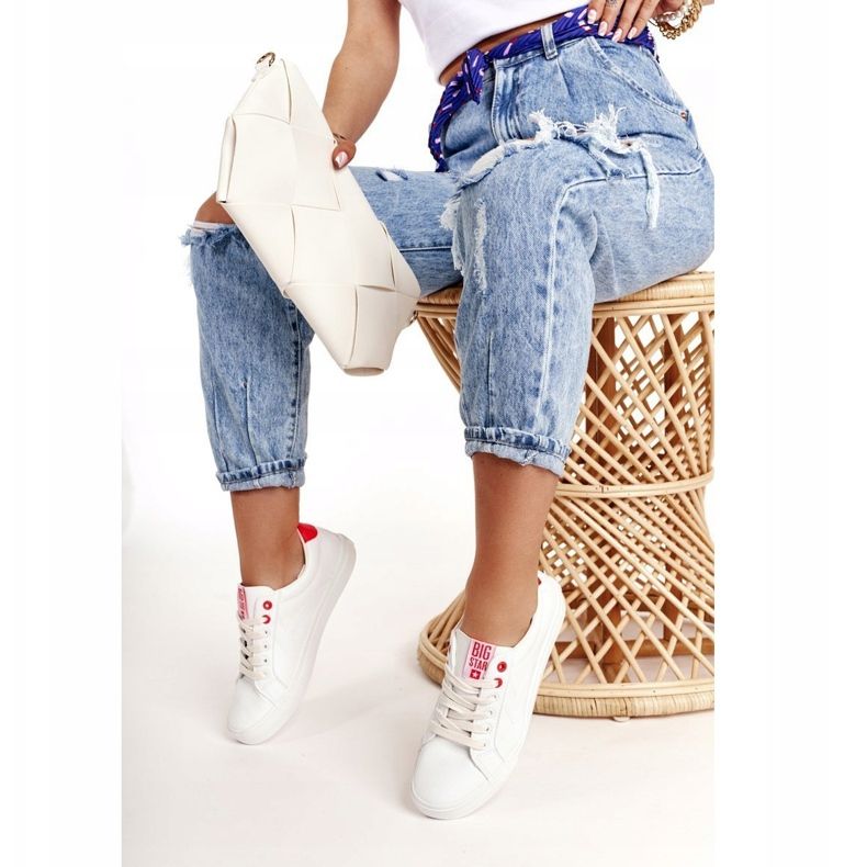 Sneakers da Donna in Pelle Big Star BB274210 Bianche e Rosse bianco 1