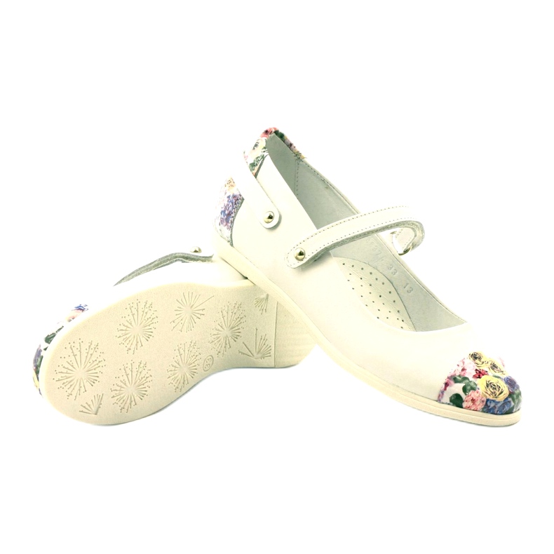 Ballerina in pelle femminile con fiori bianchi bartek bianca 3