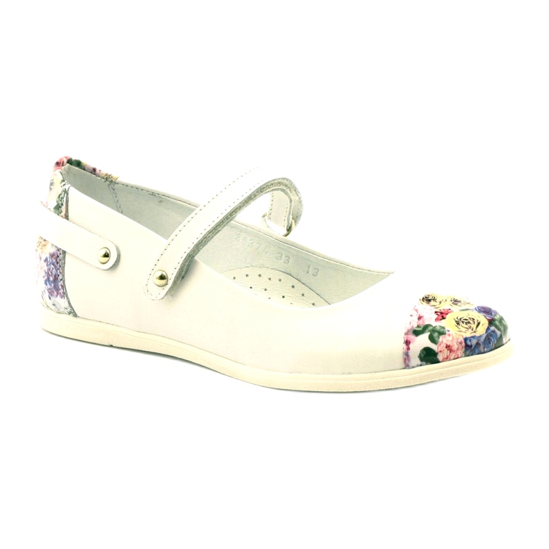Ballerina in pelle femminile con fiori bianchi bartek bianco 1