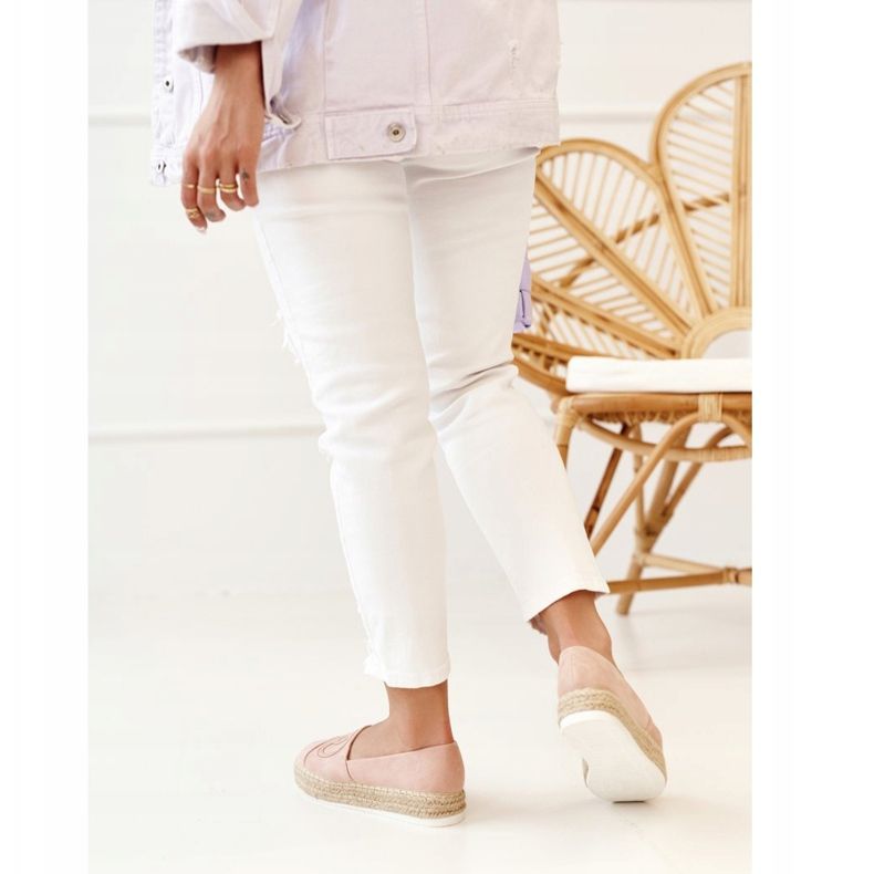 PS1 Espadrillas da donna su piattaforma di paglia rosa Febi 2