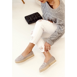 PS1 Espadrillas Da Donna Su Una Piattaforma Di Paglia Grigio Febi 1