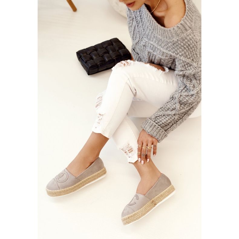 PS1 Espadrillas Da Donna Su Una Piattaforma Di Paglia Grigio Febi 1