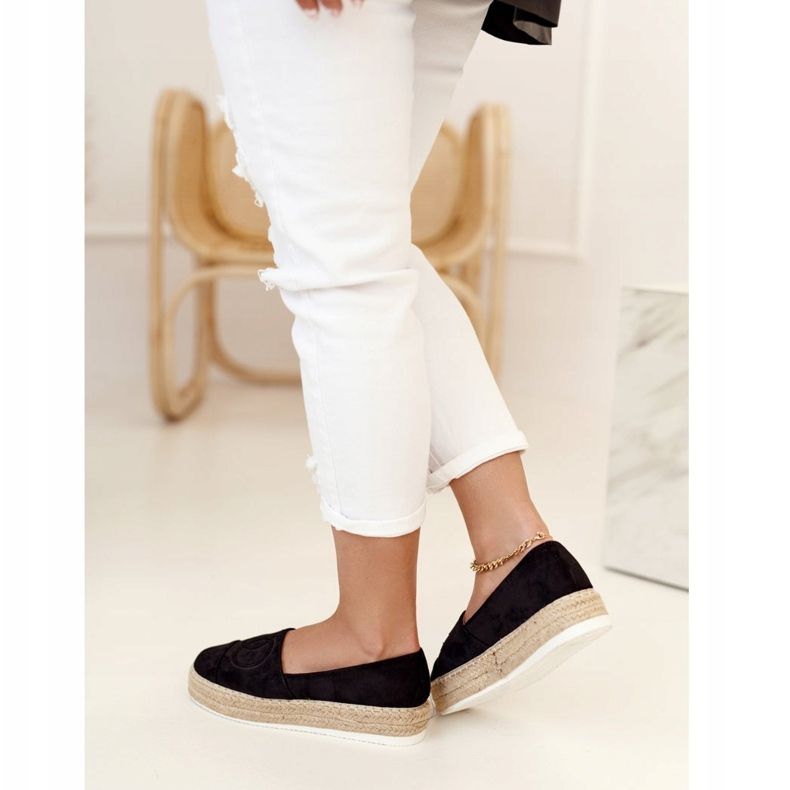 PS1 Espadrillas da donna su piattaforma di paglia nere Febi nero 2