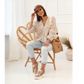 Sneakers da donna su una suola massiccia Khaki Daydreamer beige marrone d'oro 2
