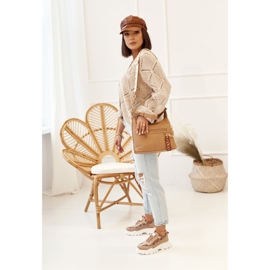 Sneakers da donna su una suola massiccia Khaki Daydreamer beige marrone d'oro 1