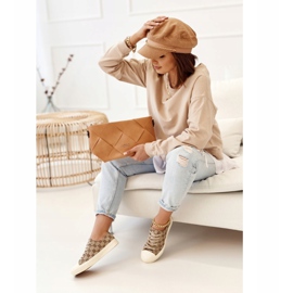 Sneakers Challenge da donna color kaki con logo classico beige marrone 1