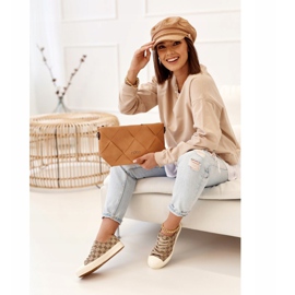 Sneakers Challenge da donna color kaki con logo classico beige marrone 2