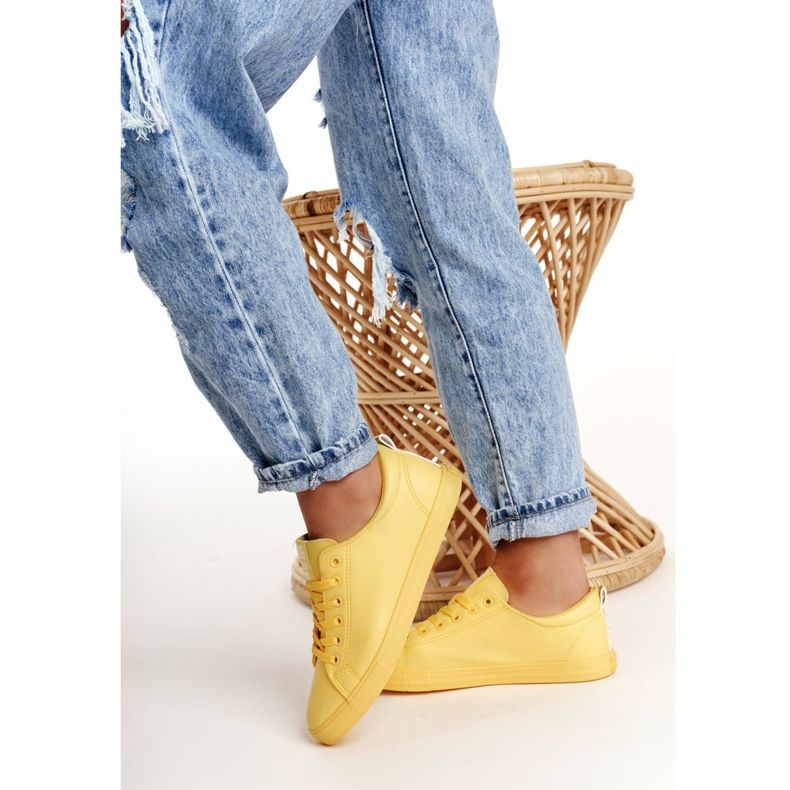 Sneakers da donna in pelle Big Star HH274142 Gialle giallo 2