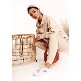 Sneakers Da Donna In Pelle Con Stella Big Star DD274691 Bianco-Rosa 1