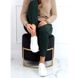 Sneakers da donna con borchie bianche LA124P Beige bianco 2