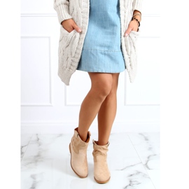 Stivali beige su zeppa nascosta B0-515 Khaki cachi 1