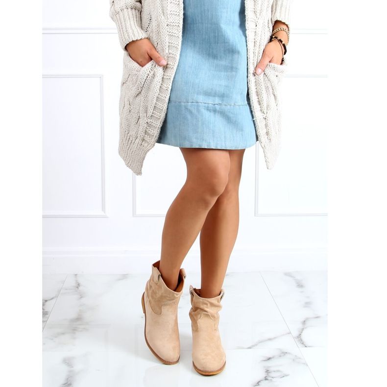 Stivali beige su zeppa nascosta B0-515 Khaki cachi 1