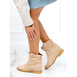 Stivali beige su zeppa nascosta B0-515 Khaki cachi 2