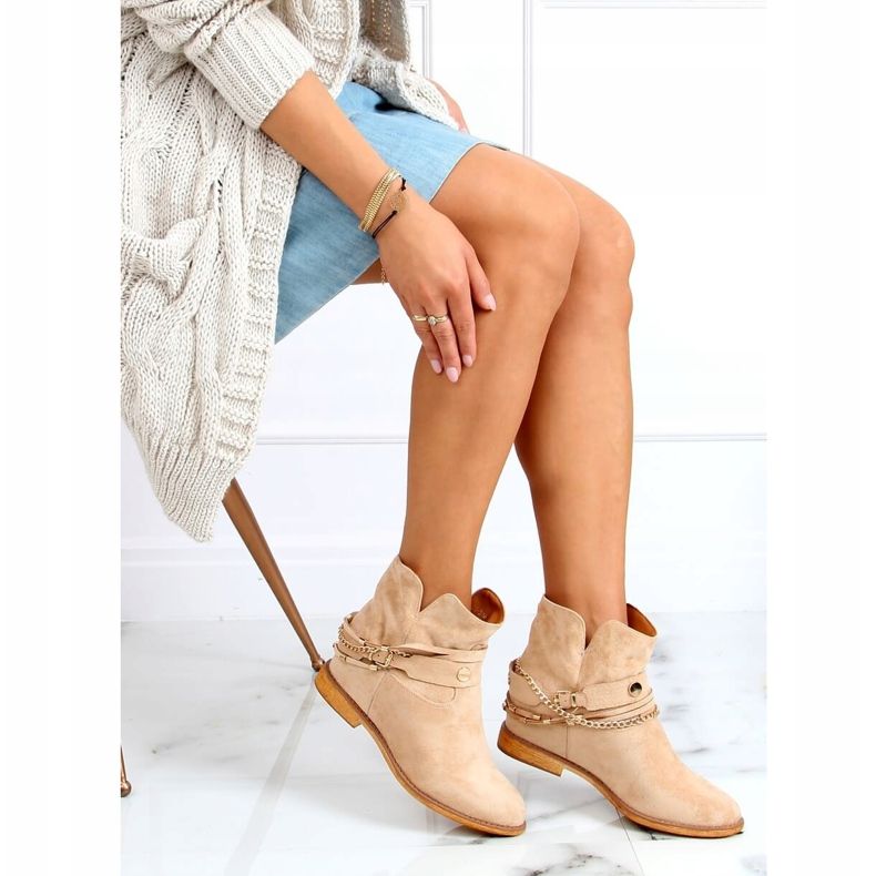 Stivali con zeppa nascosta beige B0-516 Khaki 1