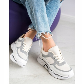 SHELOVET Comode sneakers sportive bianca marrone 1