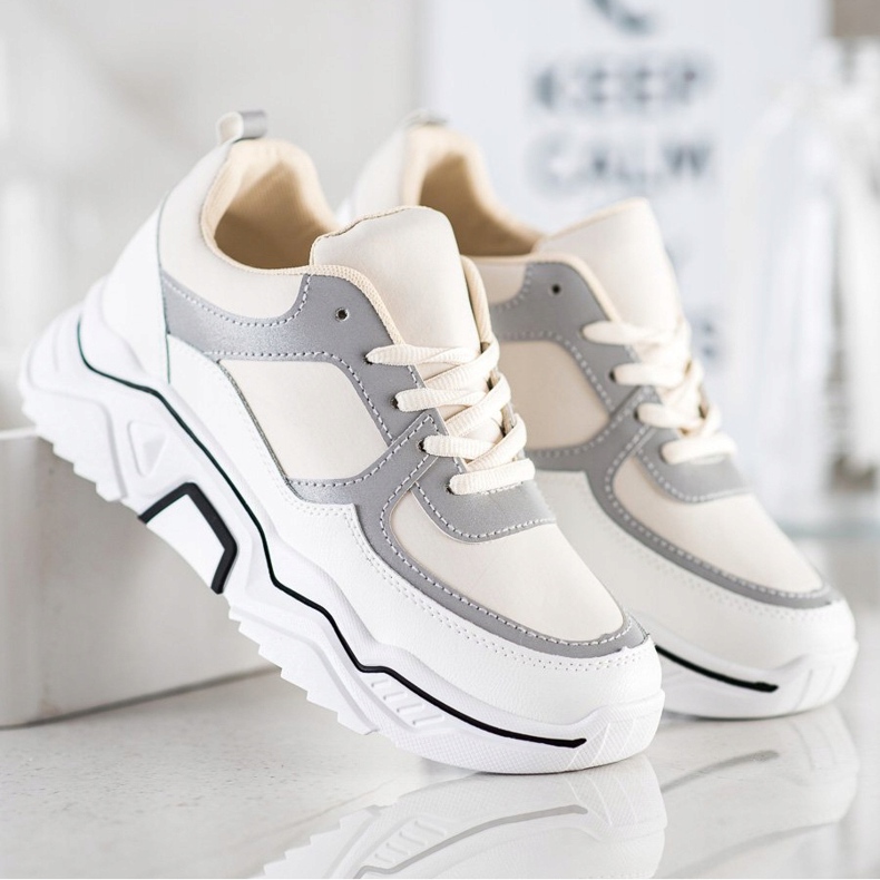 SHELOVET Comode sneakers sportive bianco marrone 2