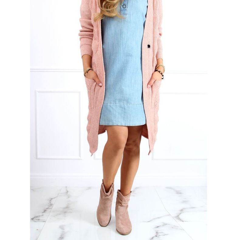 Stivaletti con tacco basso beige e rosa Z1165 Khaki cachi 1