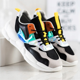 Bestelle Scarpe da ginnastica sulla piattaforma della moda nero argento grigio multicolore 1