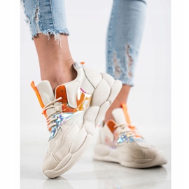 Bestelle Scarpe da ginnastica sulla piattaforma della moda beige arancia argento 2