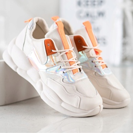 Bestelle Scarpe da ginnastica sulla piattaforma della moda beige arancia argento 1