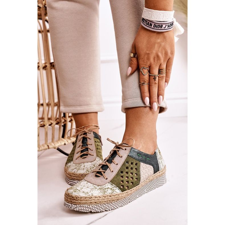 Scarpe brogue da donna Maciejka in pelle verde 03339-09 1