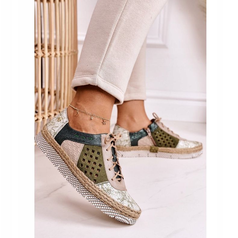 Scarpe brogue da donna Maciejka in pelle verde 03339-09 2