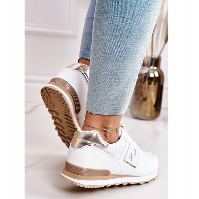 Scarpe sportive da donna Sneakers Bianche e Oro Last Minute bianco d'oro 1