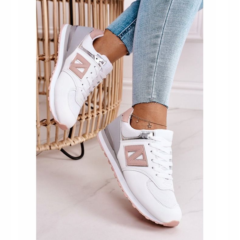 Scarpe sportive da donna Sneakers Bianche e Rosa Last Minute bianco grigio 1
