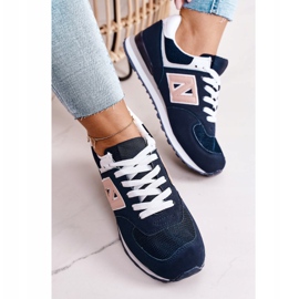 Scarpe sportive da donna Sneakers Navy Last Minute bianco blu navy rosa 1