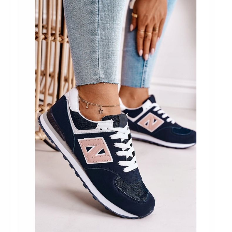 Scarpe sportive da donna Sneakers Navy Last Minute bianco blu navy rosa 2