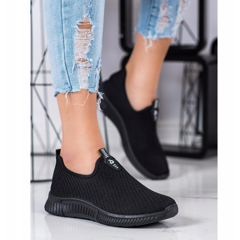 SHELOVET Comode scarpe da ginnastica in tessuto nero 1