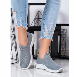 SHELOVET Comode scarpe da ginnastica in tessuto grigio 1