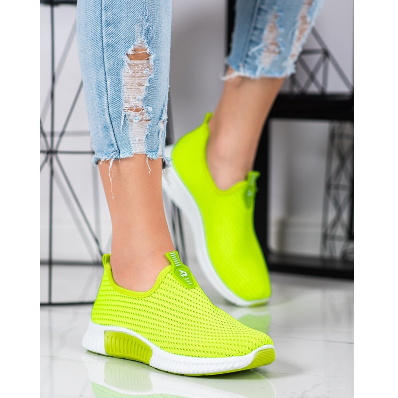 SHELOVET Comode scarpe da ginnastica in tessuto verde 1