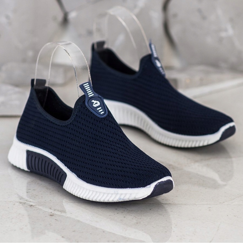 SHELOVET Comode scarpe da ginnastica in tessuto blu navy blu 2